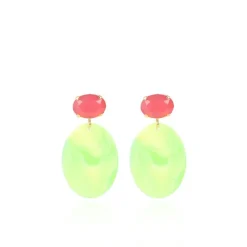 Fluorine Groen Oorbellen Celia Ovaal S