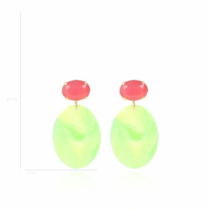 Fluorine Groen Oorbellen Celia Ovaal S