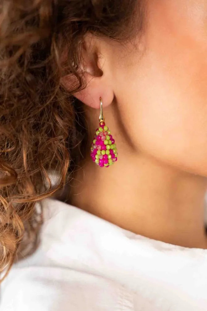 Fuchsia Lime Oorbellen Amy Cone Xs