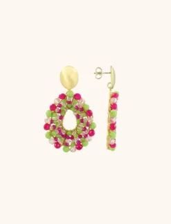 Fuchsia Lime Oorbellen Babs Open Druppel S