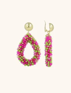 Fuchsia Lime Oorbellen Berry Druppel L Clip
