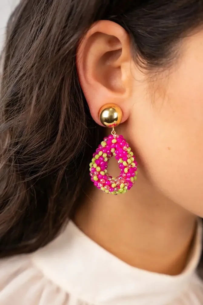 Fuchsia Lime Oorbellen Berry Druppel S Clip