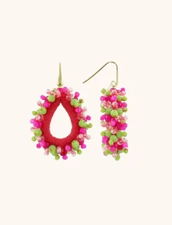 Fuchsia Lime Oorbellen Carina Urchin Druppel M