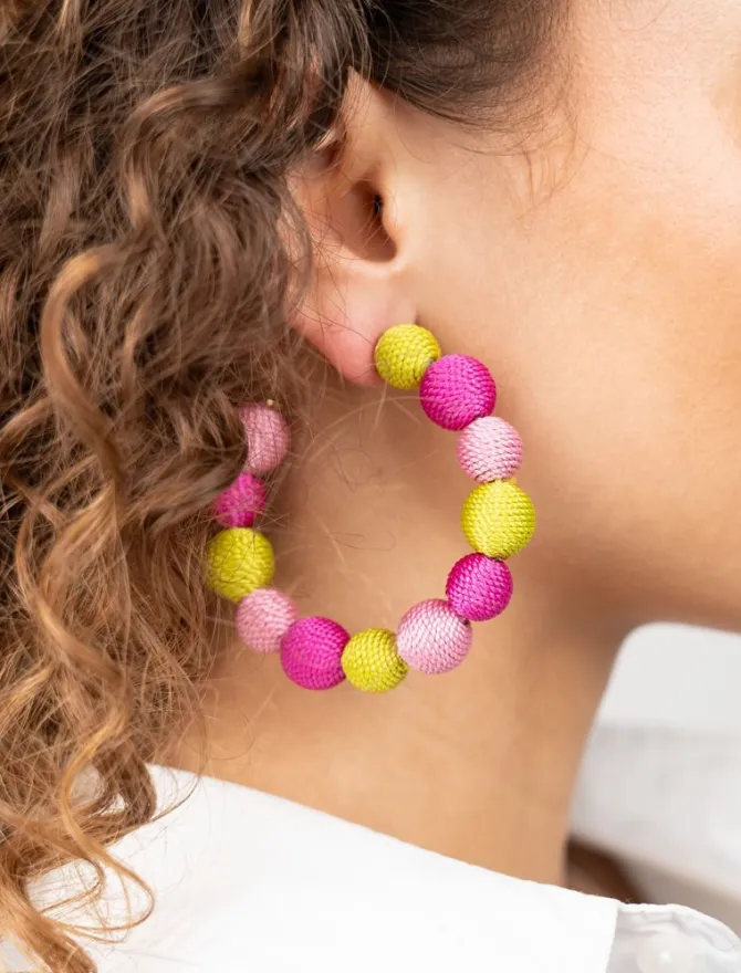 Fuchsia Lime Oorbellen Creool Globe L