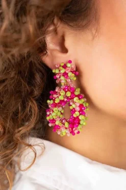 Fuchsia Lime Oorbellen Dolly Hoop
