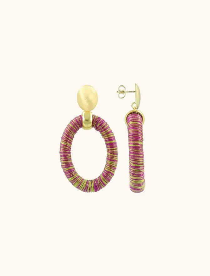 Fuchsia Lime Oorbellen Faye Ovaal S