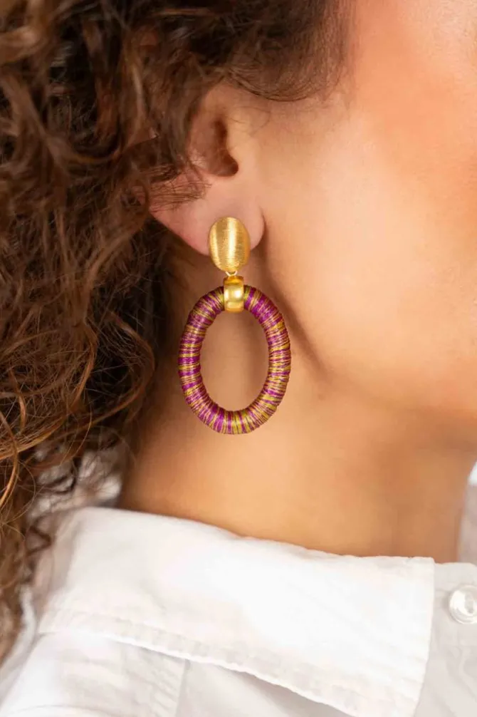 Fuchsia Lime Oorbellen Faye Ovaal S