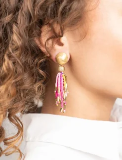 Fuchsia Lime Oorbellen Fantasy Tassle M