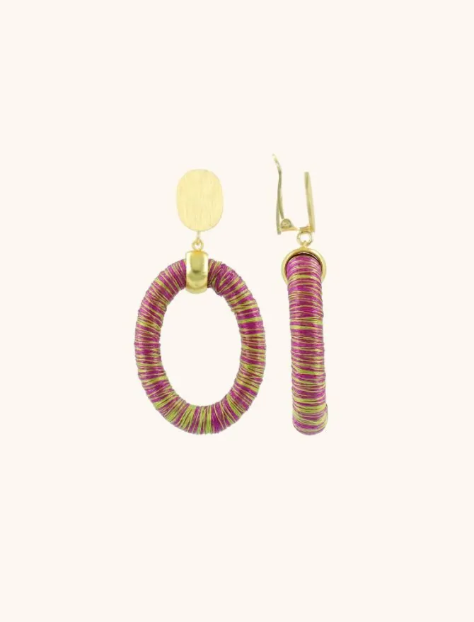 Fuchsia Lime Oorbellen Faye Ovaal S Clip