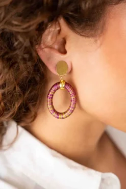 Fuchsia Lime Oorbellen Faye Ovaal S Clip