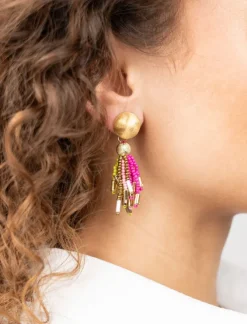 Fuchsia Lime Oorbellen Fantasy Tassle S