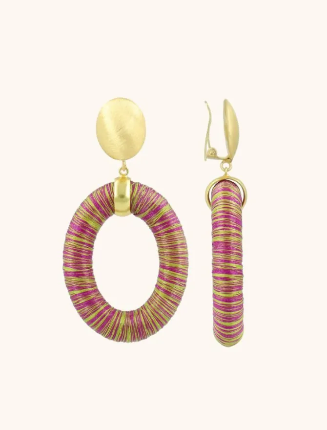 Fuchsia Lime Oorbellen Faye Ovaal L Clip