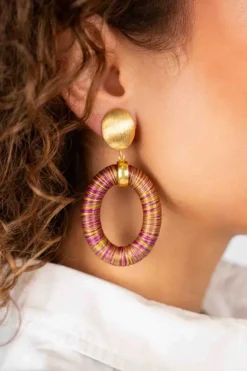 Fuchsia Lime Oorbellen Faye Ovaal L Clip