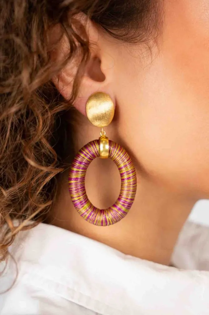 Fuchsia Lime Oorbellen Faye Ovaal L Clip