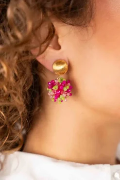 Fuchsia Lime Oorbellen Jacky Globe S Ds Clip