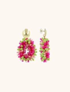 Fuchsia Lime Oorbellen Louise Druppel S Double Stones