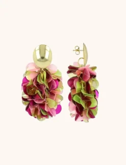 Fuchsia Lime Oorbellen Sas Sequin Ovaal M