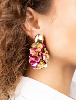 Fuchsia Lime Oorbellen Sas Sequin Ovaal M