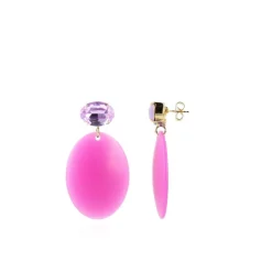 Fuchsia Oorbellen Celia Bugle Strass Violet