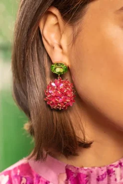 Fuchsia Oorbellen Daisy Globe L Flower Strass
