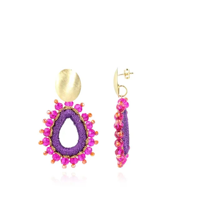 Fuchsia Oorbellen Flo Urchin Drop M