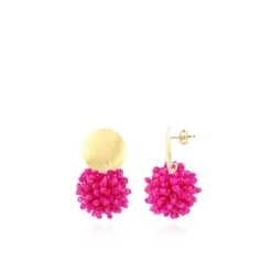 Fuchsia Oorbellen Louise Glassberry Globe L Double Stones Tonal