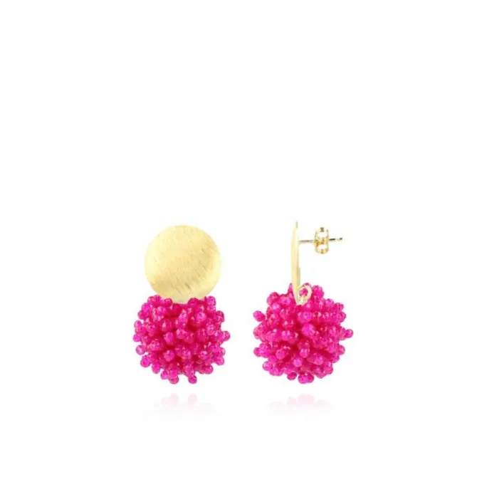 Fuchsia Oorbellen Louise Glassberry Globe L Double Stones Tonal