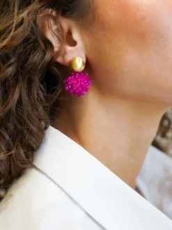 Fuchsia Oorbellen Louise Glassberry Globe S Double Stones Tonal