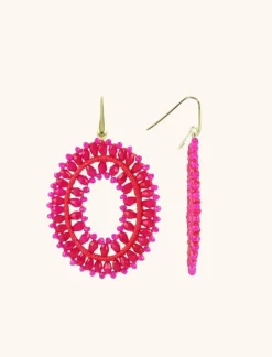 Fuchsia Oorbellen Noa Ovaal Dubbel L