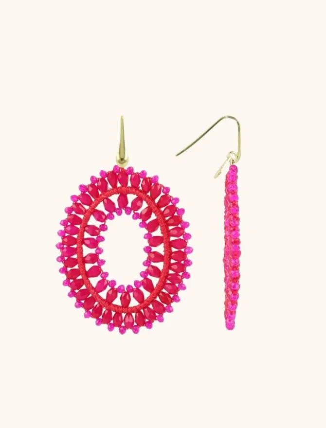 Fuchsia Oorbellen Noa Ovaal Dubbel L