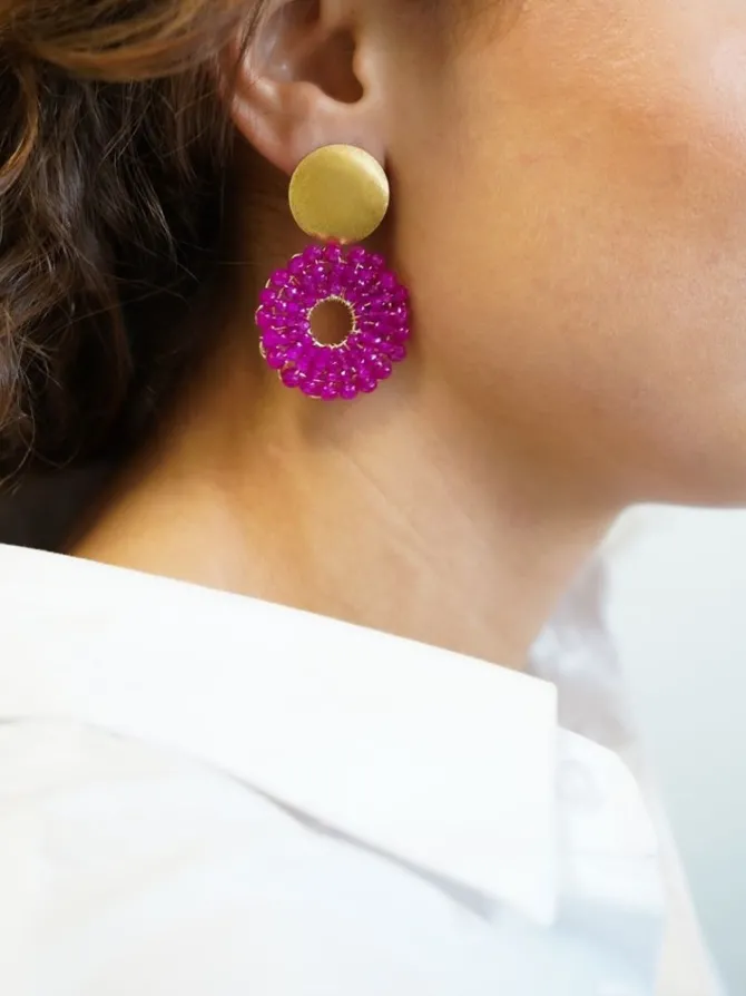 Fuchsia Oorbellen Poppy Rond S