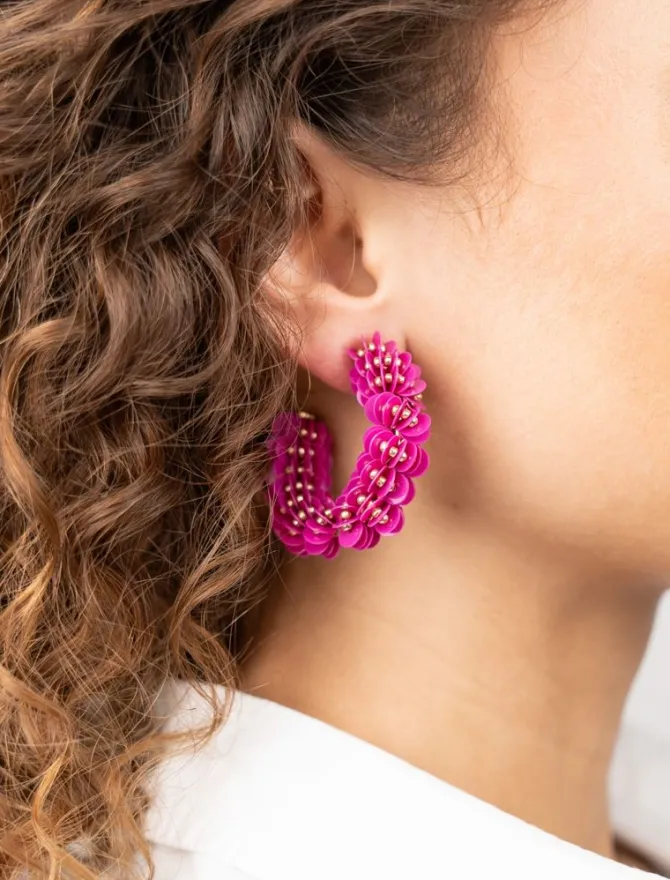 Fuchsia Oorbellen Sequin Creole M