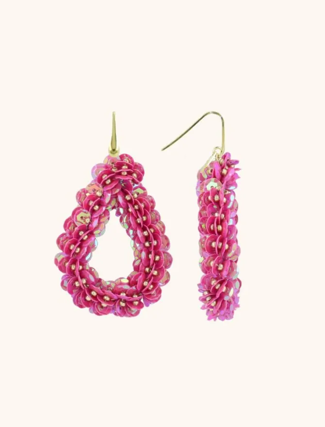 Fuchsia Oorbellen Sequin Druppel L