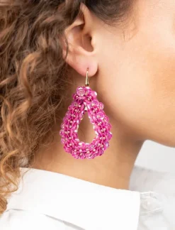 Fuchsia Oorbellen Sequin Druppel L
