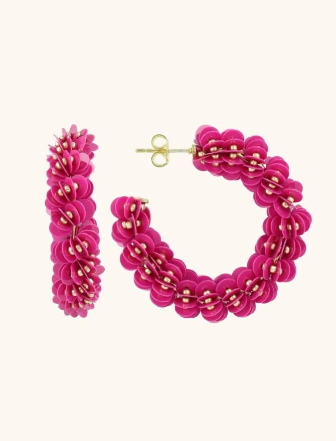 Fuchsia Oorbellen Sequin Creole L