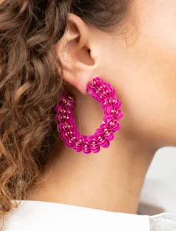 Fuchsia Oorbellen Sequin Creole L