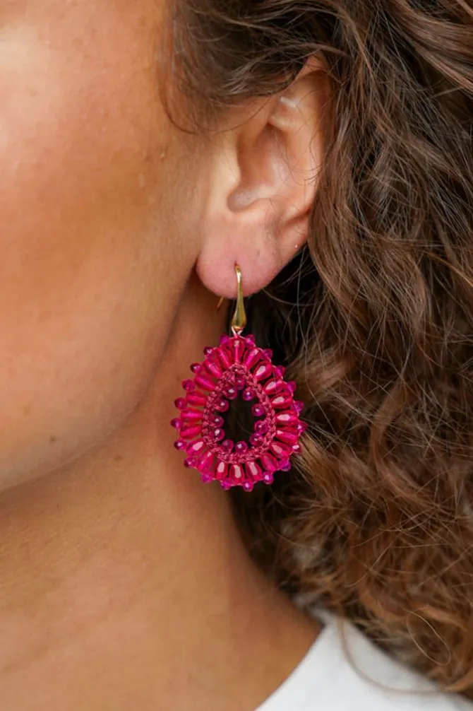 Fuchsia Oorbellen Silk Drop S