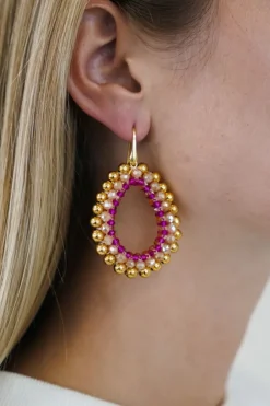 Fuchsia Tangerine Oorbellen Nouk Druppel Deluxe L
