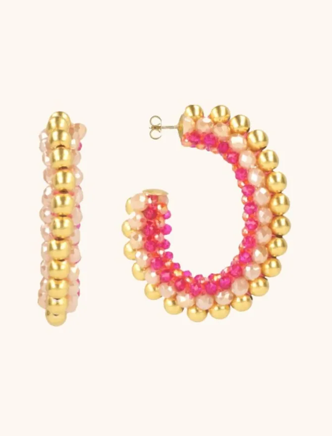 Fuchsia Tangerine Oorbellen Loe Creool Deluxe L