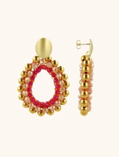 Fuchsia Tangerine Oorbellen Nouk Druppel Deluxe M