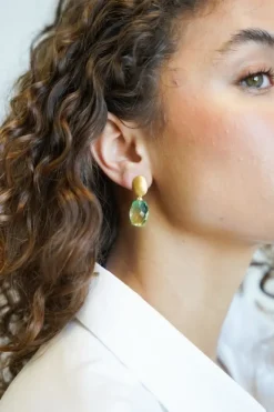 Geel Groene Oorbellen Romijn Quartz M