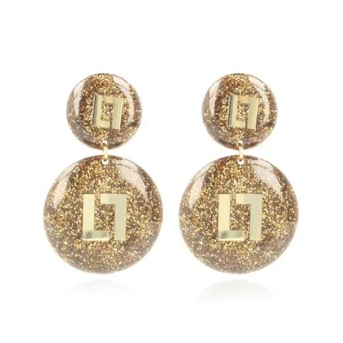 Gouden Glitter Oorbellen Larissa Logo