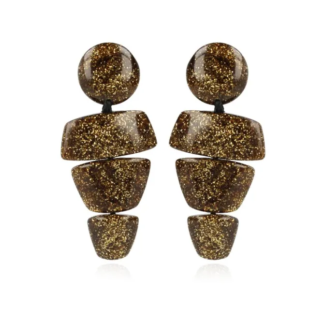 Gouden Glitter Oorbellen Stella Triple Ornament