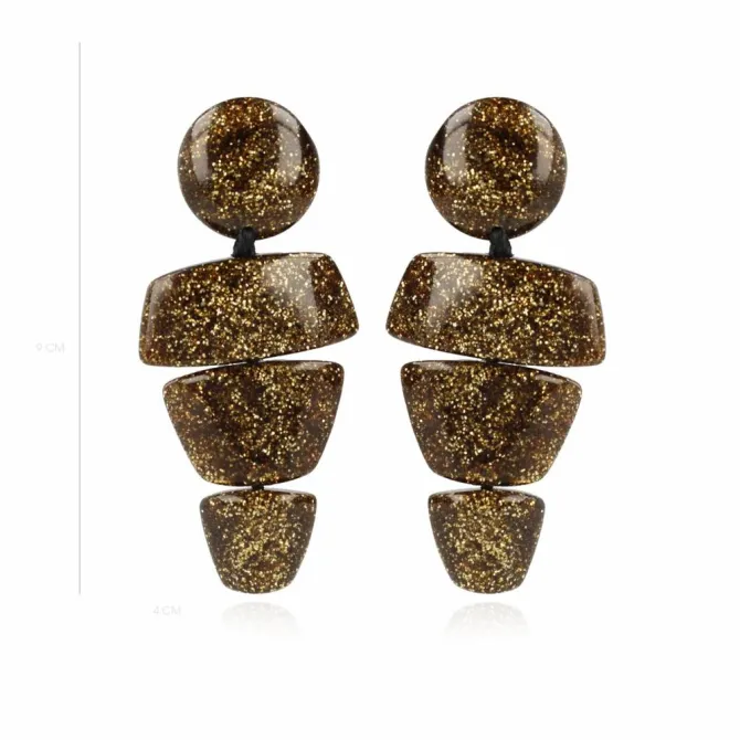 Gouden Glitter Oorbellen Stella Triple Ornament