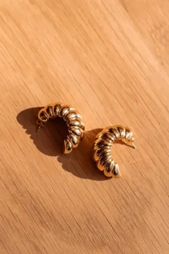 Goudkleurige Oorbellen Croissant
