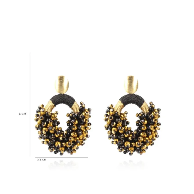 Goudkleurige Oorbellen Eve Combi Oval M Tonal