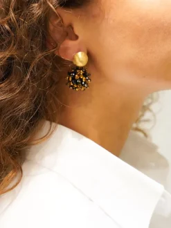 Goudkleurige Oorbellen Jacky Double Stones Tonal Globe S