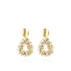 Goudkleurige Oorbellen Louise Irregular Double Stones Drop L