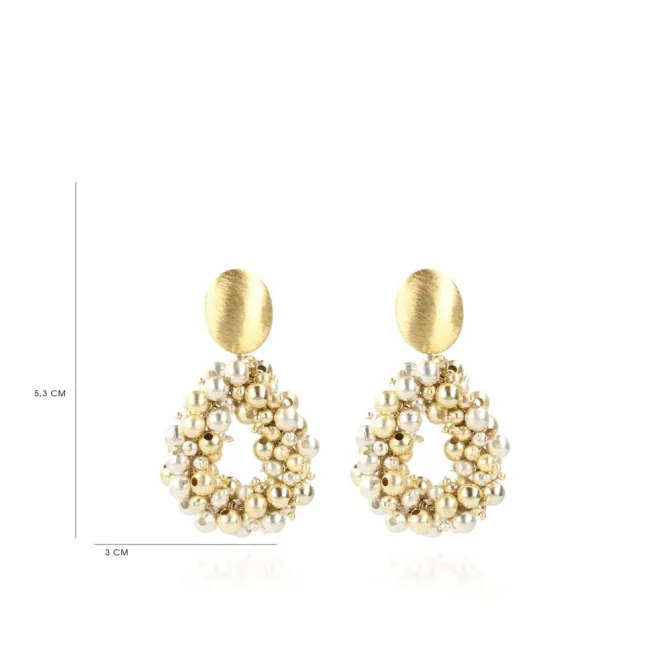 Goudkleurige Oorbellen Louise Irregular Double Stones Drop L