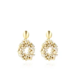 Goudkleurige Oorbellen Louise Irregular Double Stones Drop S